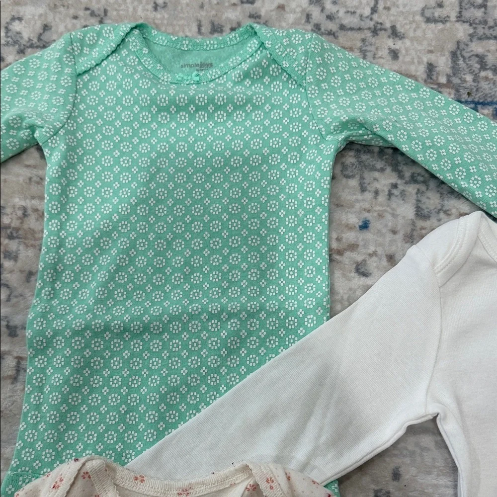 Baby One-Pieces in Mint, White & Cream (3-Pack)